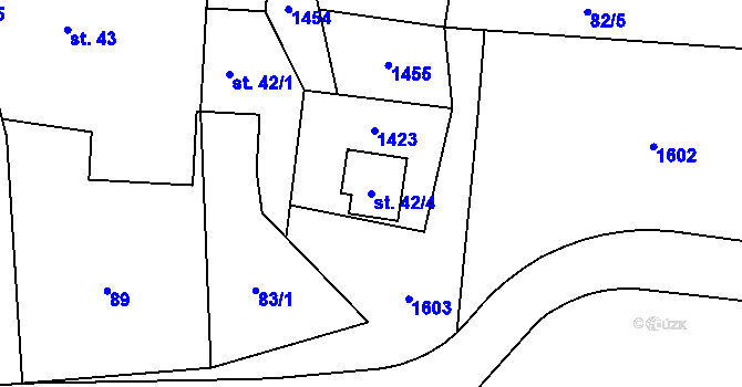 Parcela st. 42/4 v KÚ Býkov, Katastrální mapa