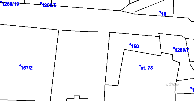 Parcela st. 74 v KÚ Býkov, Katastrální mapa