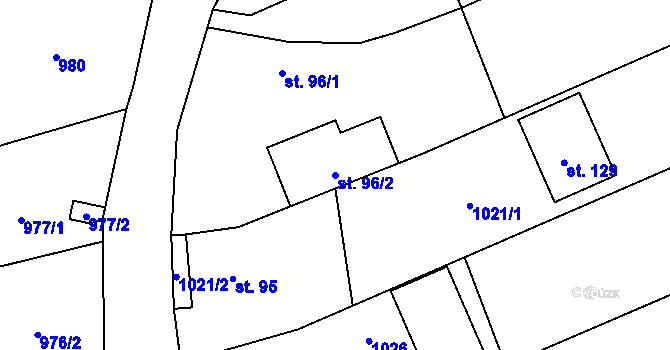Parcela st. 96/2 v KÚ Býkov, Katastrální mapa