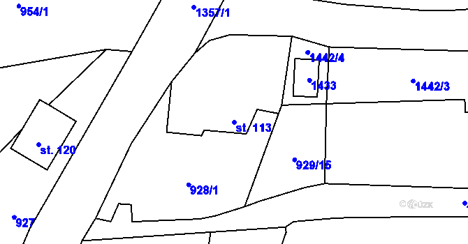 Parcela st. 113 v KÚ Býkov, Katastrální mapa