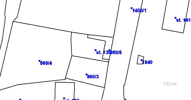 Parcela st. 130 v KÚ Býkov, Katastrální mapa