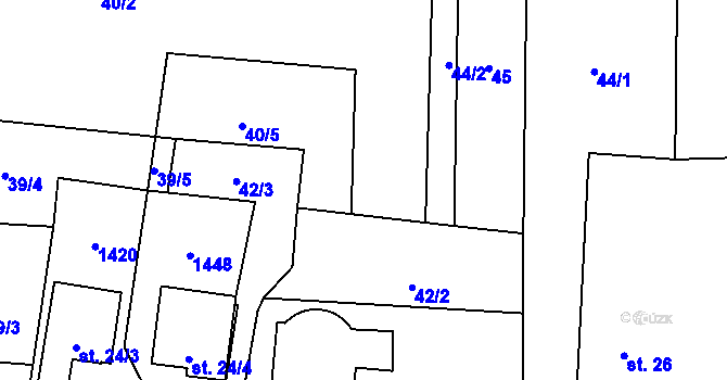 Parcela st. 42/1 v KÚ Býkov, Katastrální mapa