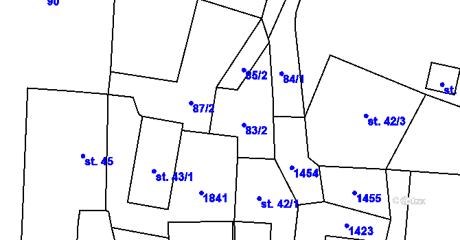 Parcela st. 85 v KÚ Býkov, Katastrální mapa