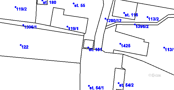 Parcela st. 118 v KÚ Býkov, Katastrální mapa