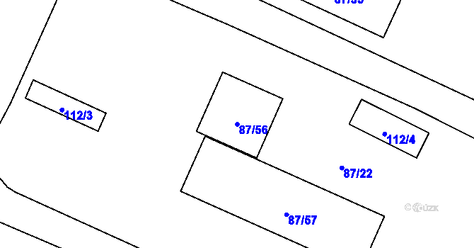 Parcela st. 87/56 v KÚ Bylany u Mostu, Katastrální mapa