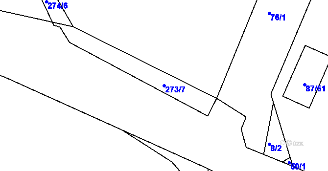 Parcela st. 273/7 v KÚ Bylany u Mostu, Katastrální mapa