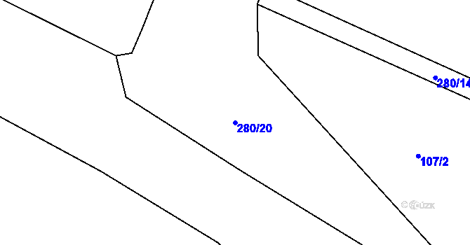 Parcela st. 280/20 v KÚ Bylany u Mostu, Katastrální mapa
