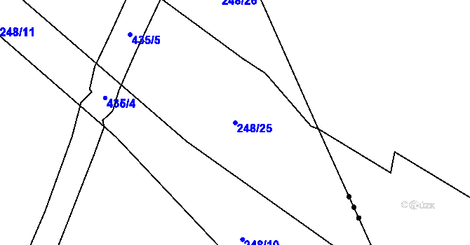 Parcela st. 248/25 v KÚ Bylany u Mostu, Katastrální mapa