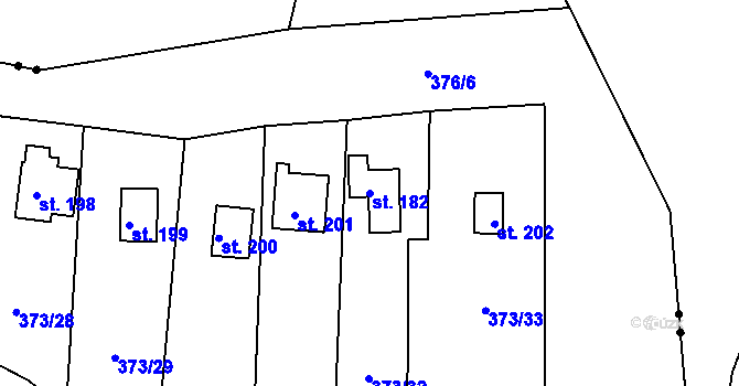 Parcela st. 182 v KÚ Slatinice u Mostu, Katastrální mapa