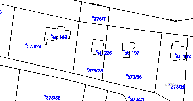 Parcela st. 226 v KÚ Slatinice u Mostu, Katastrální mapa