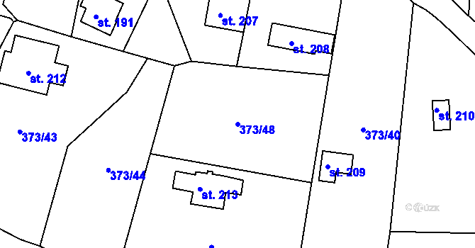 Parcela st. 373/48 v KÚ Slatinice u Mostu, Katastrální mapa
