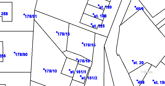 Parcela st. 178/15 v KÚ Bylany, Katastrální mapa