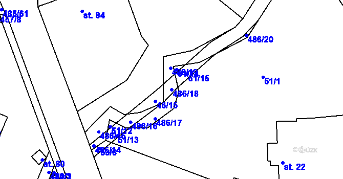Parcela st. 486/18 v KÚ Bylany, Katastrální mapa