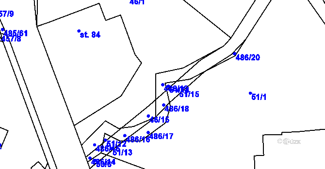 Parcela st. 486/19 v KÚ Bylany, Katastrální mapa