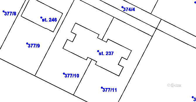 Parcela st. 237 v KÚ Bylany, Katastrální mapa