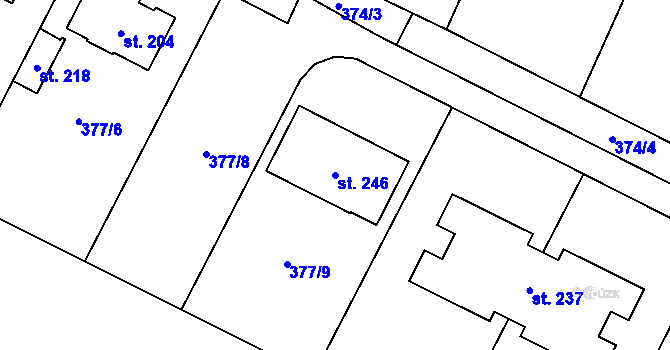 Parcela st. 246 v KÚ Bylany, Katastrální mapa