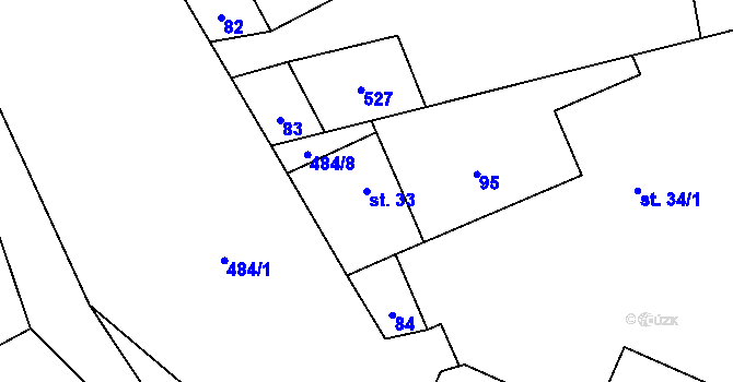 Parcela st. 33 v KÚ Bylany, Katastrální mapa