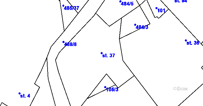 Parcela st. 37 v KÚ Bylany, Katastrální mapa