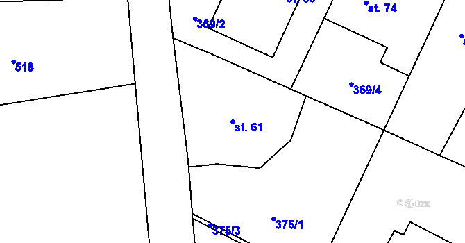 Parcela st. 61 v KÚ Bylany, Katastrální mapa