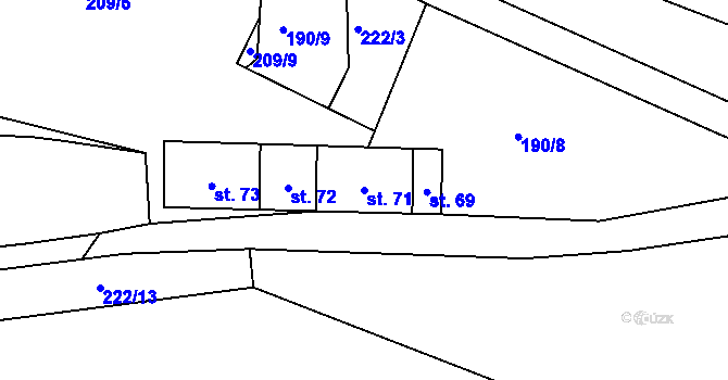 Parcela st. 71 v KÚ Bylany, Katastrální mapa