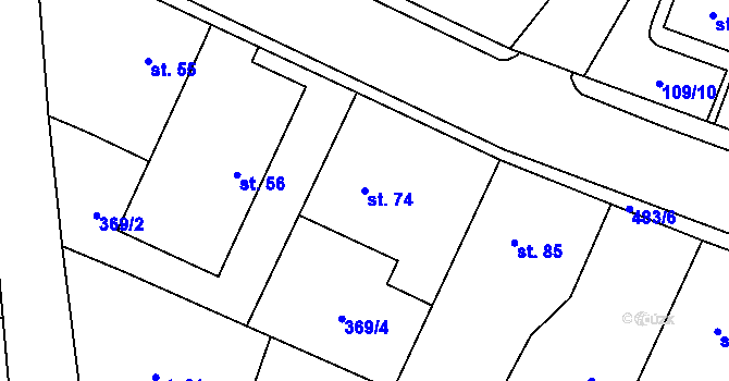 Parcela st. 74 v KÚ Bylany, Katastrální mapa