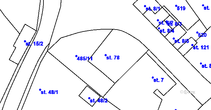 Parcela st. 78 v KÚ Bylany, Katastrální mapa