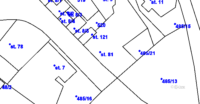 Parcela st. 81 v KÚ Bylany, Katastrální mapa