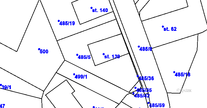 Parcela st. 139 v KÚ Bylany, Katastrální mapa