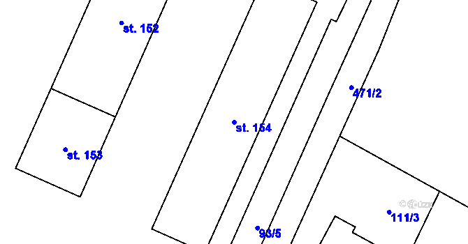 Parcela st. 154 v KÚ Bylany, Katastrální mapa