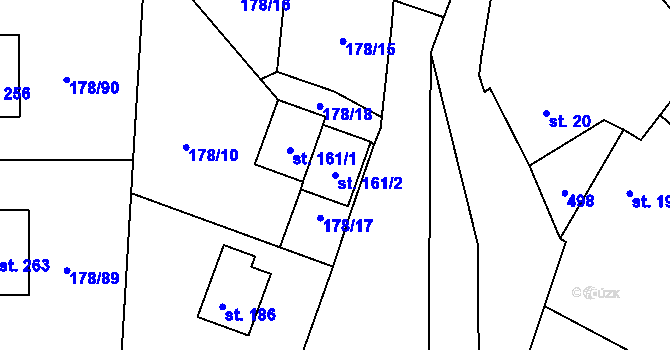 Parcela st. 161/2 v KÚ Bylany, Katastrální mapa