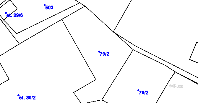 Parcela st. 79/2 v KÚ Bylany, Katastrální mapa