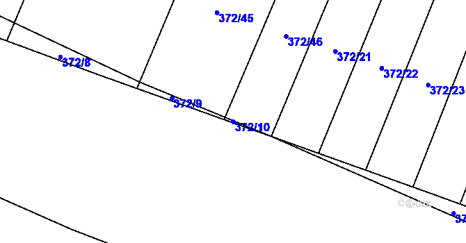 Parcela st. 372/10 v KÚ Bylany, Katastrální mapa