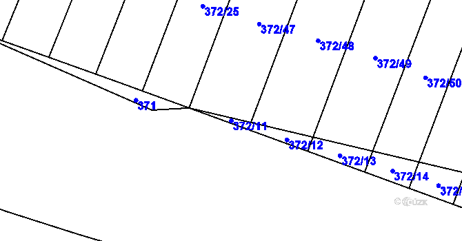 Parcela st. 372/11 v KÚ Bylany, Katastrální mapa