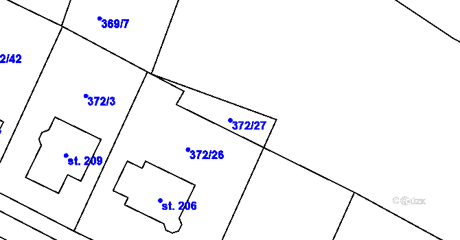 Parcela st. 372/27 v KÚ Bylany, Katastrální mapa