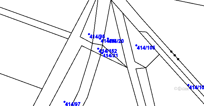 Parcela st. 414/21 v KÚ Bylany, Katastrální mapa