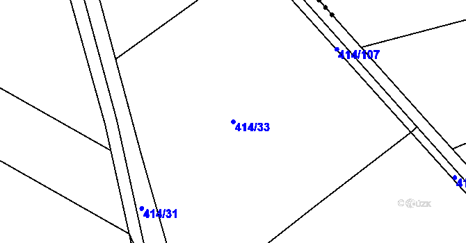 Parcela st. 414/33 v KÚ Bylany, Katastrální mapa
