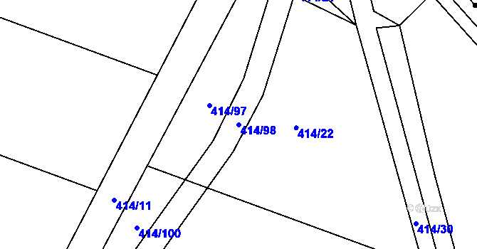 Parcela st. 414/98 v KÚ Bylany, Katastrální mapa