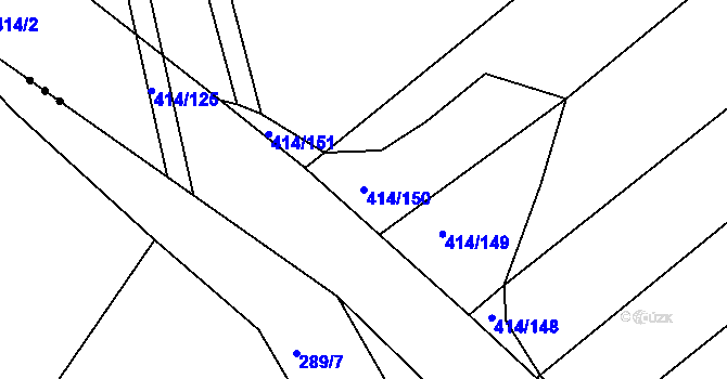 Parcela st. 414/150 v KÚ Bylany, Katastrální mapa
