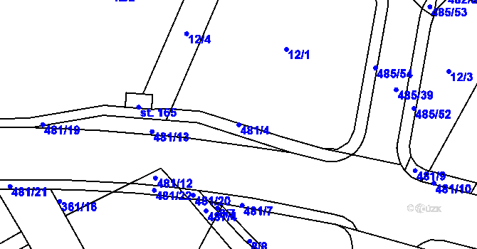 Parcela st. 481/4 v KÚ Bylany, Katastrální mapa