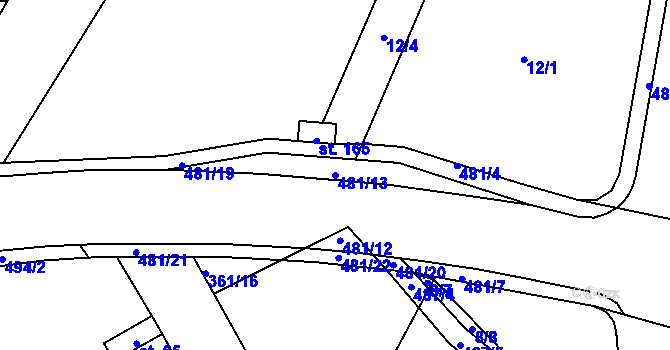 Parcela st. 481/13 v KÚ Bylany, Katastrální mapa