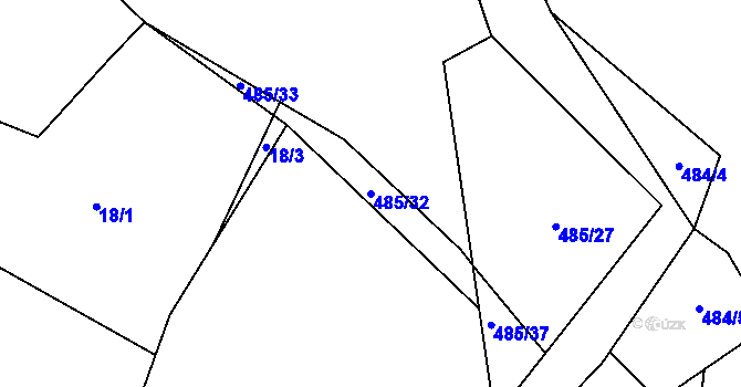 Parcela st. 485/32 v KÚ Bylany, Katastrální mapa