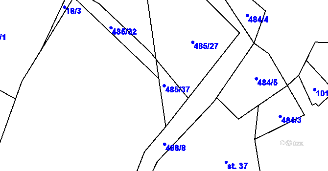 Parcela st. 485/37 v KÚ Bylany, Katastrální mapa