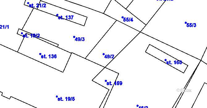 Parcela st. 49/2 v KÚ Lány u Bylan, Katastrální mapa