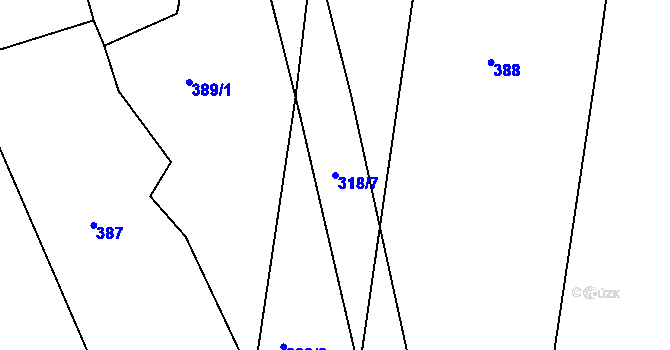 Parcela st. 318/7 v KÚ Lány u Bylan, Katastrální mapa