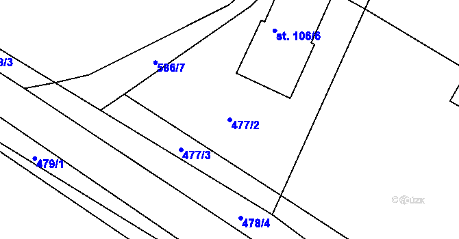 Parcela st. 477/2 v KÚ Lány u Bylan, Katastrální mapa