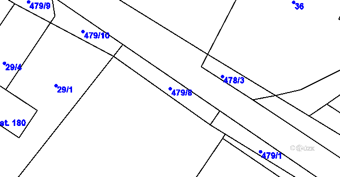 Parcela st. 479/8 v KÚ Lány u Bylan, Katastrální mapa