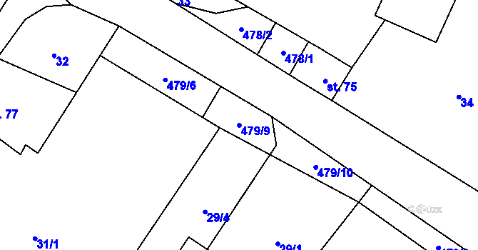 Parcela st. 479/9 v KÚ Lány u Bylan, Katastrální mapa