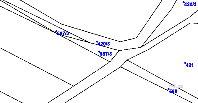 Parcela st. 587/3 v KÚ Lány u Bylan, Katastrální mapa
