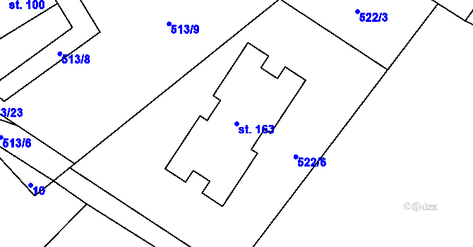 Parcela st. 163 v KÚ Lány u Bylan, Katastrální mapa