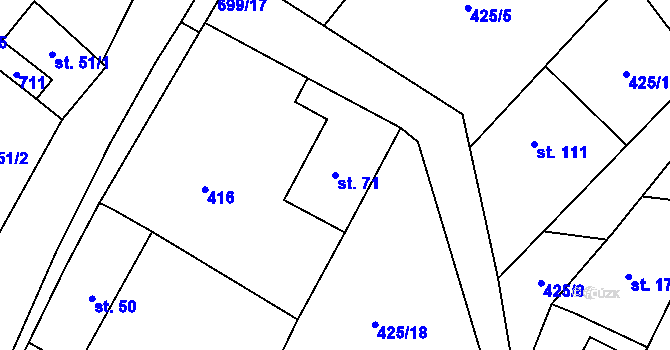 Parcela st. 71 v KÚ Bynina, Katastrální mapa